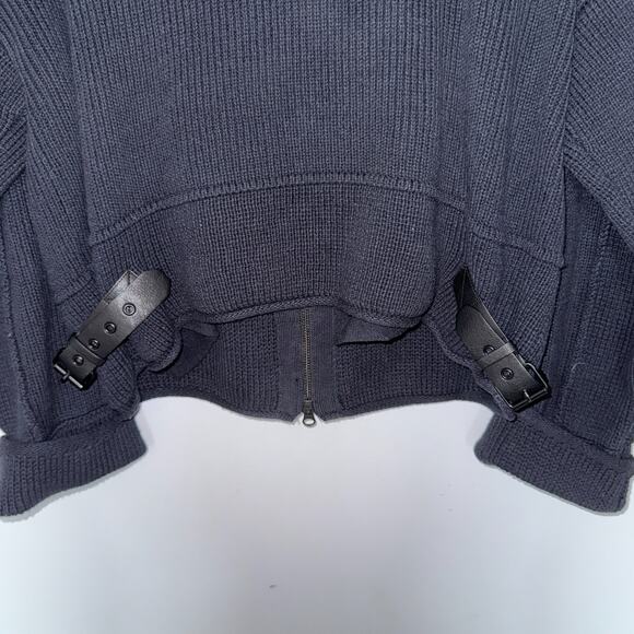 By Anthropologie Womens Andrea Sweater Cropped Size Large Full Zip Cropped Blue - Picture 6 of 9